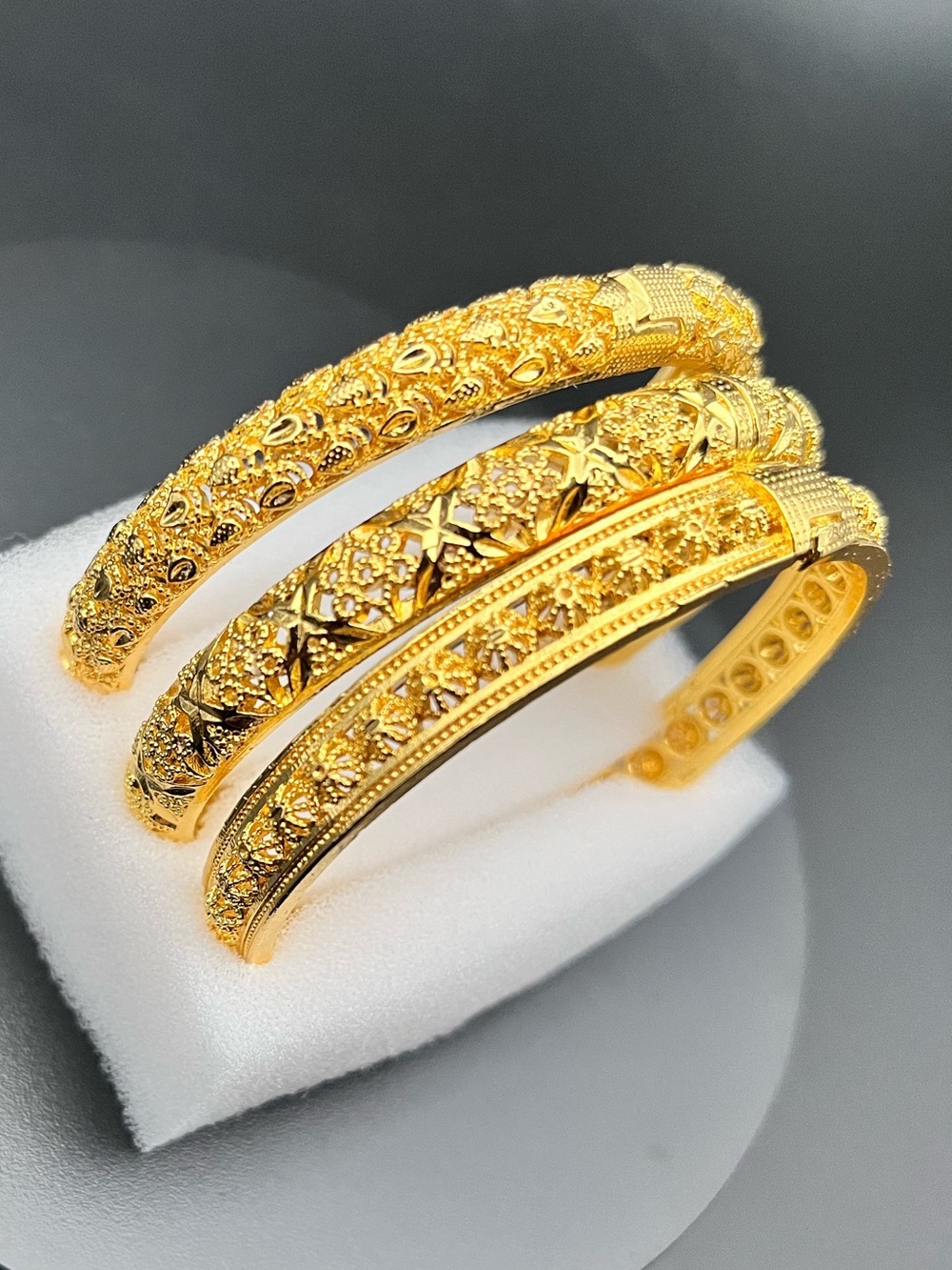 3-18K Gold Plated Plated Bangle Bracelets